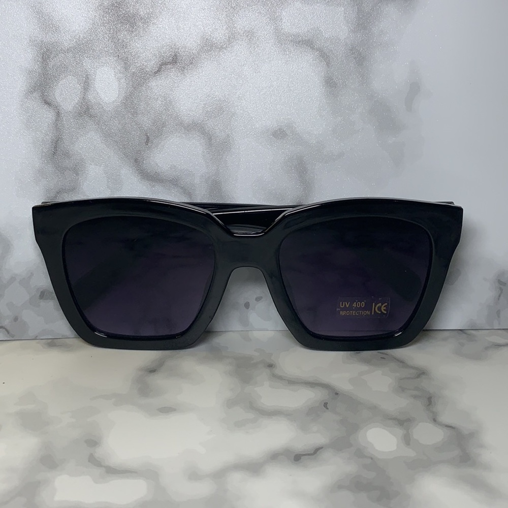 New Oversized Square Flat Lens Black Sunglasses